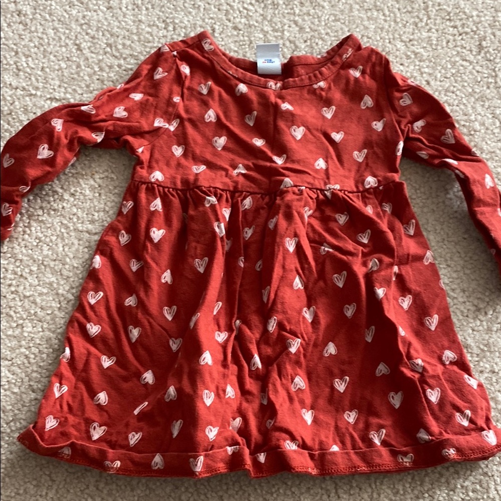 Red Heart Patterned Kids Dress